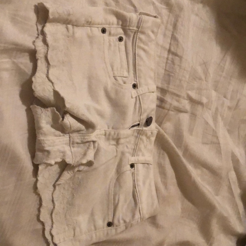 White jean shorts